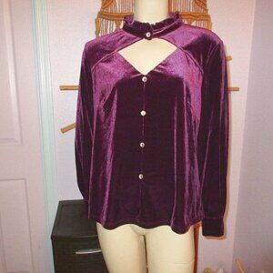 Gothic Lolita Velvet Choker Top XL Steampunk Witchy Vampire Victorian Purple NWT